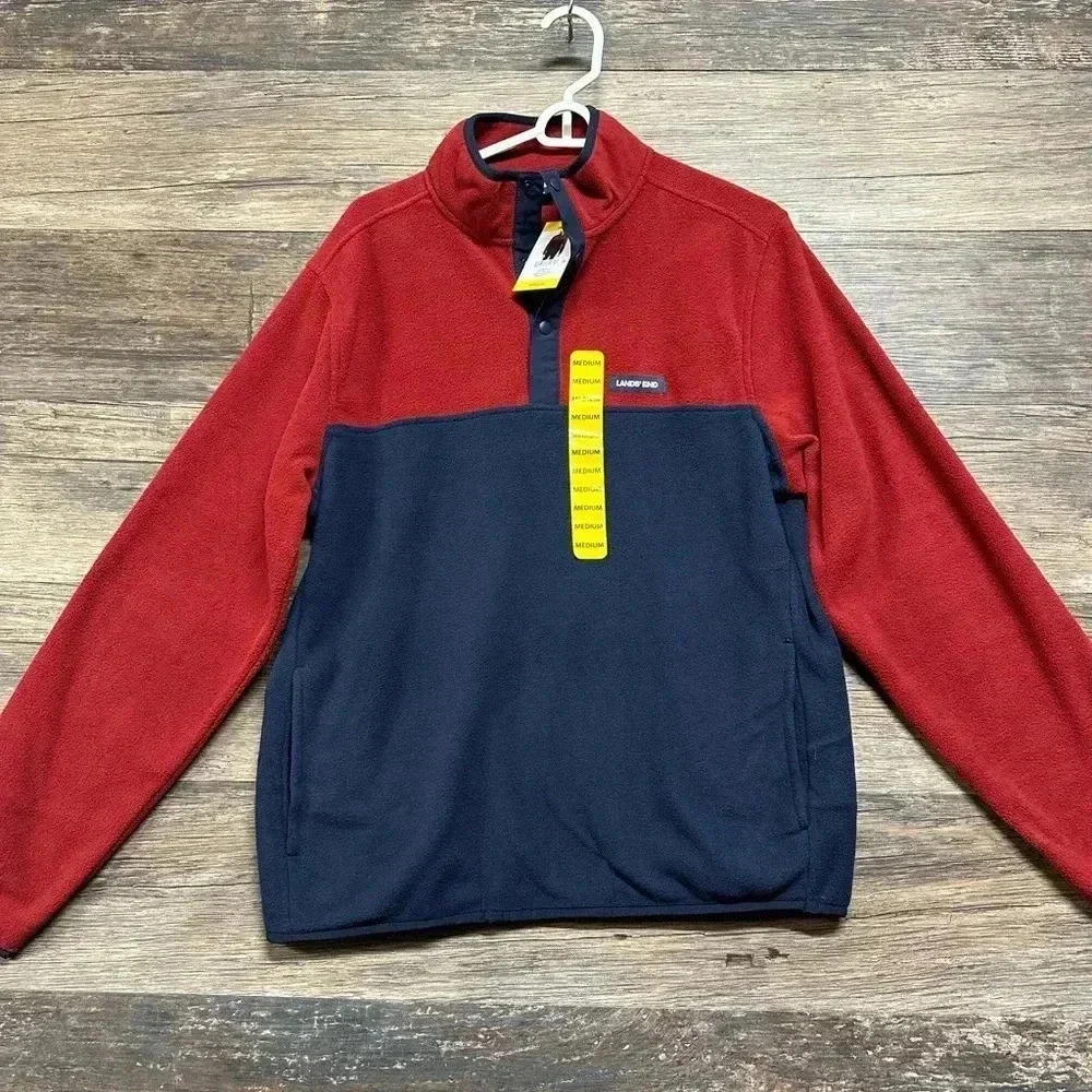 Lands' End Red and Blue Zip Up Sweater‎